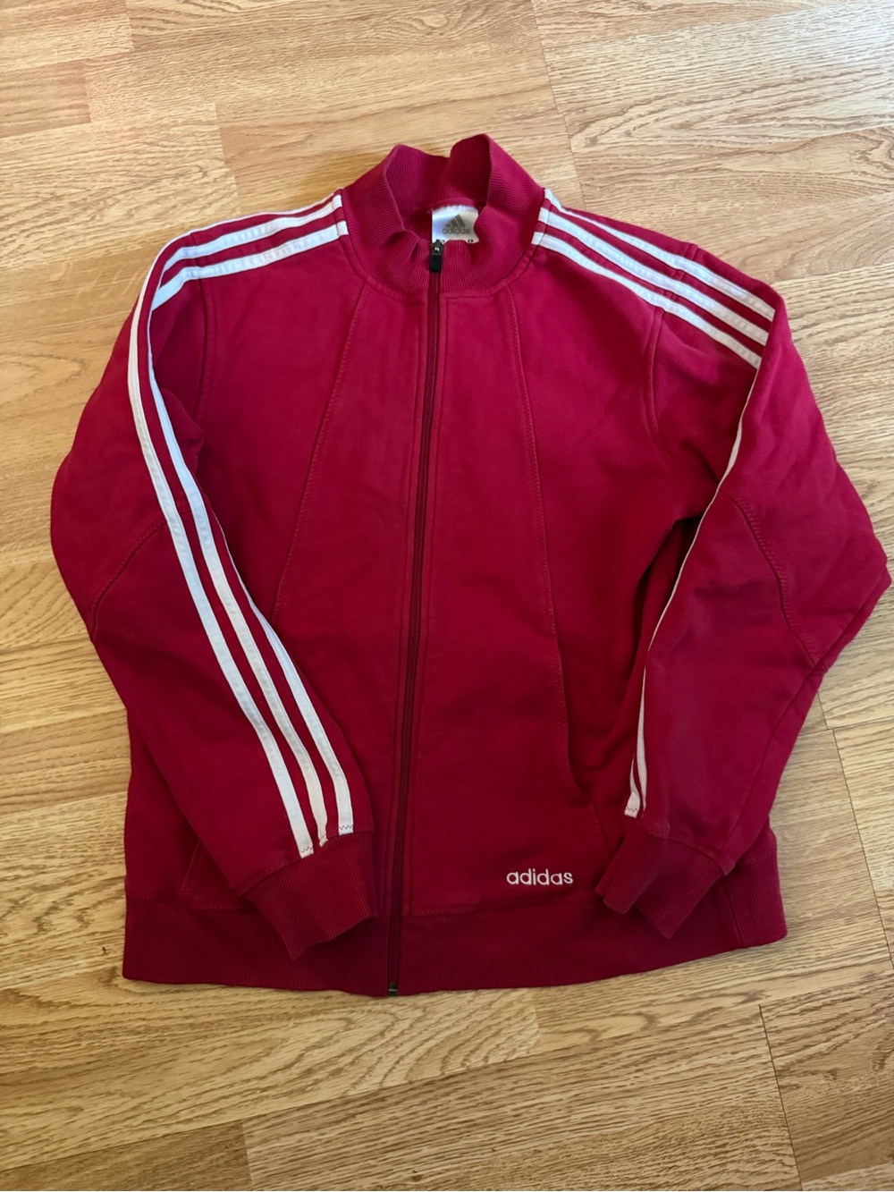 adidas Red Track Jacket with White Three-Stripes